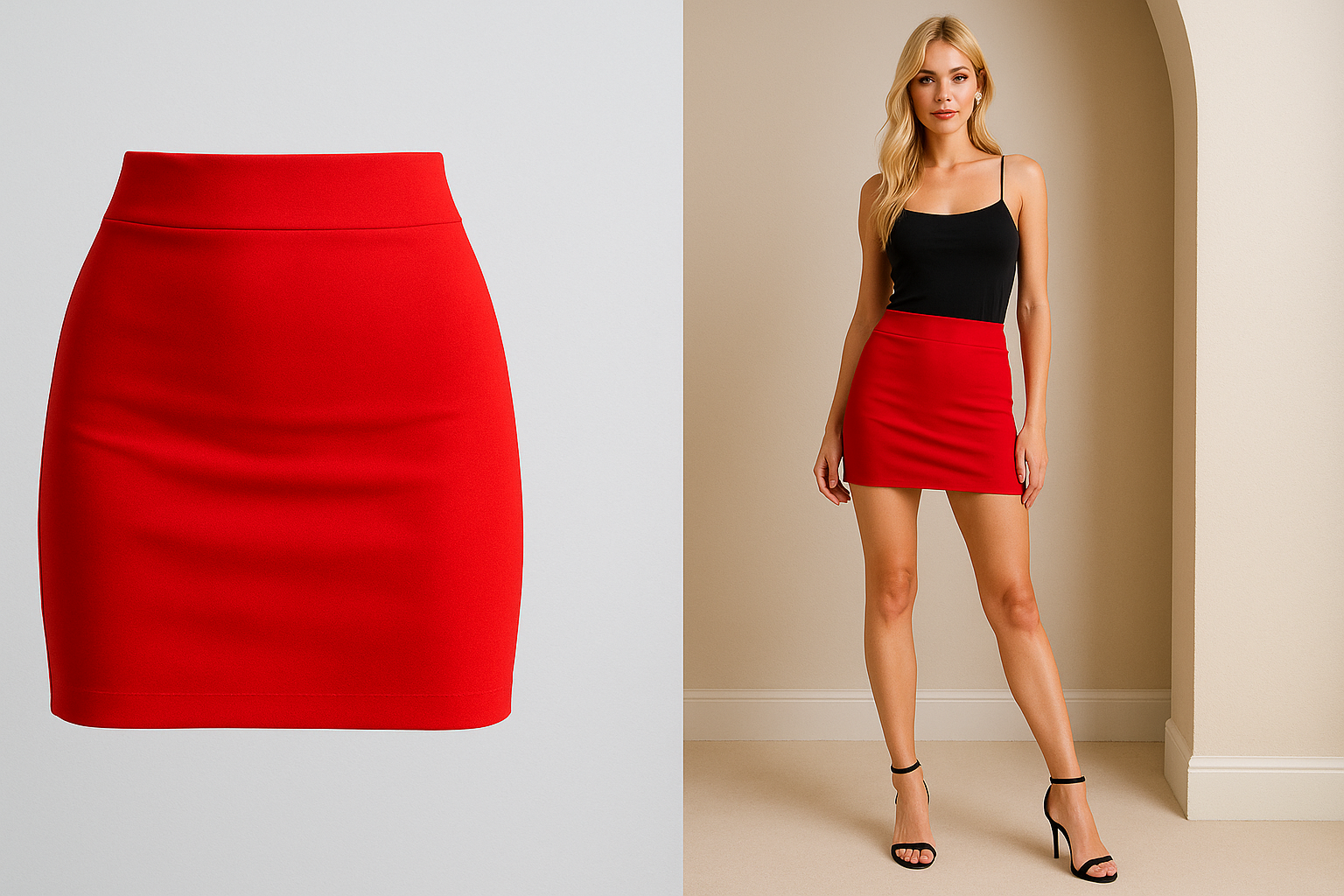 Kırmızı minİ etek